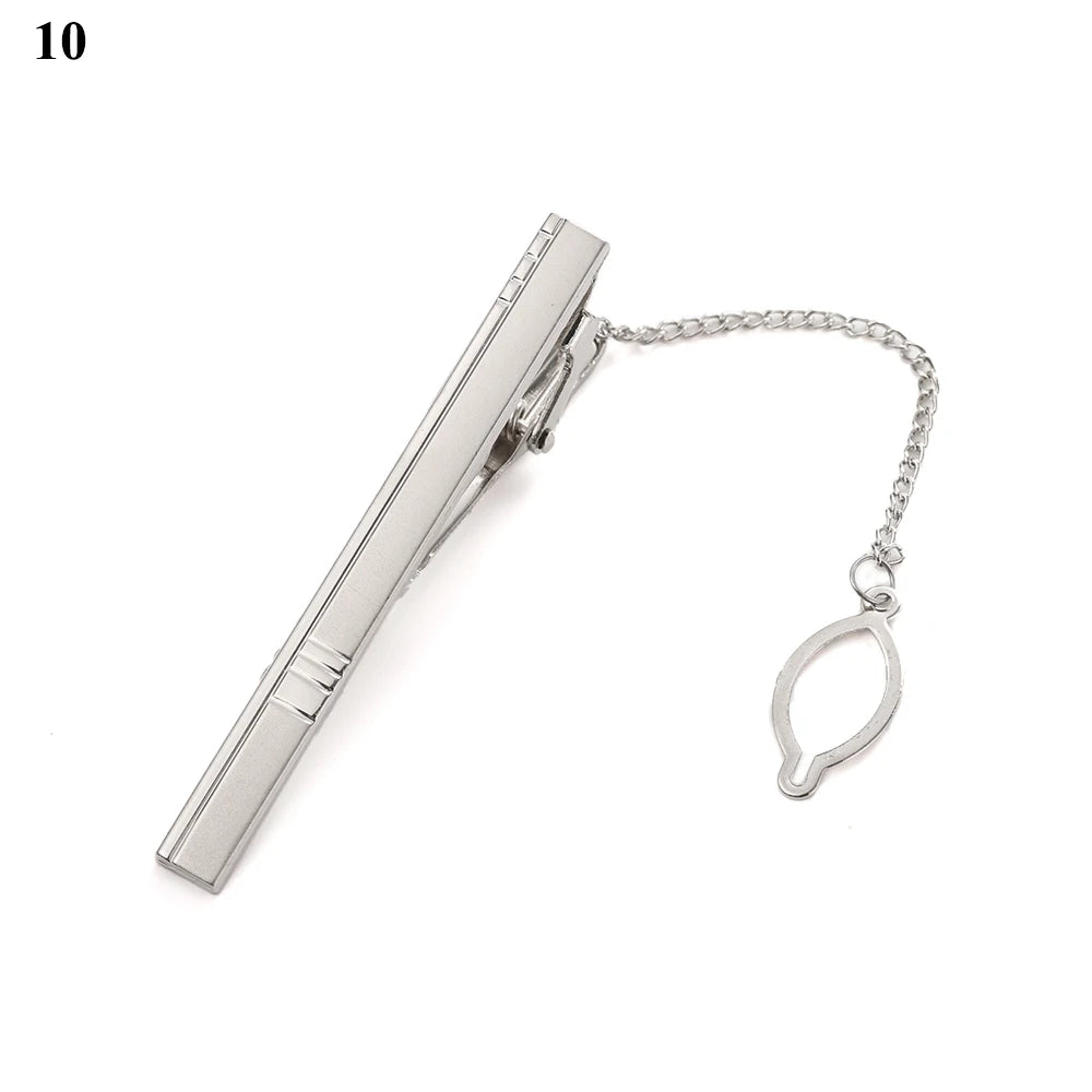 New Metal Silver Color Tie Clip For Men Wedding Necktie Tie Clasp Clip Gentleman Ties Bar Crystal Tie Pin For Men's Accessories
