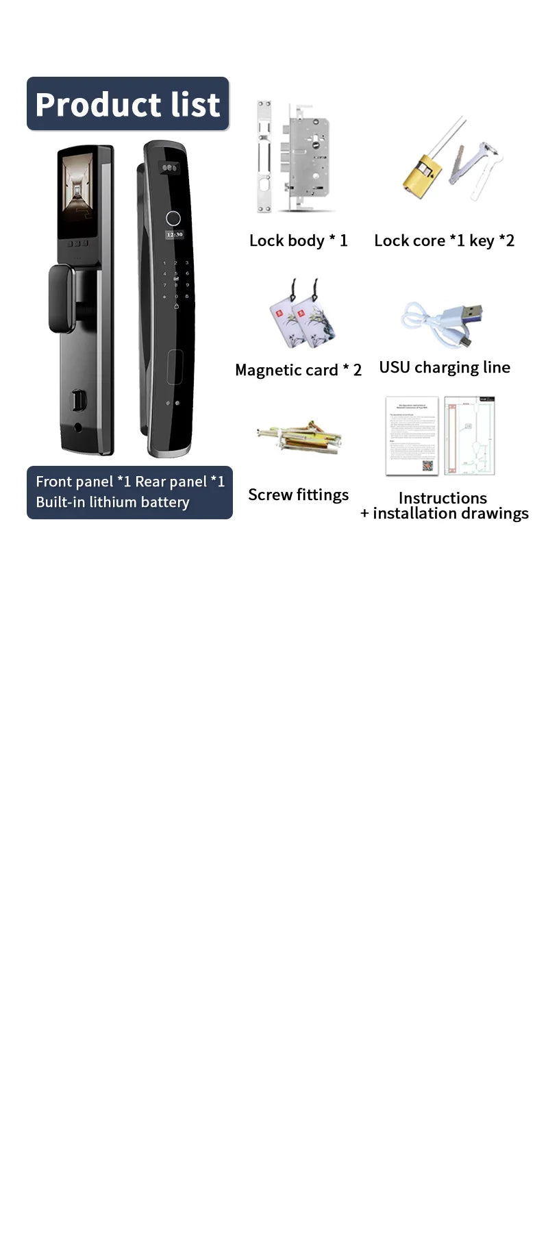 Wishome Biometric Recognition Smart Door Lock remote control Fingerprint Password IC Card APP Wifi Lock Unlock