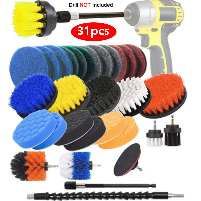 4 pces-31 pces power esfrega almofadas purificador kits de escova de limpeza de cozinha limpador multiuso esfrega escovas de broca elétrica sem fio