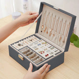 Portable Jewelry Box Jewelry Organizer Display Travel Jewelry Case Boxes Button Leather Storage Zipper Jewelers Display Holder