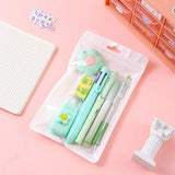 7-in-1 Stationery Set for Children: Back-to-School Gel Pen, Highlighter, Ballpoint Pen, Eternal Pencil, Tape, Eraser, Knife – Kids' Prize