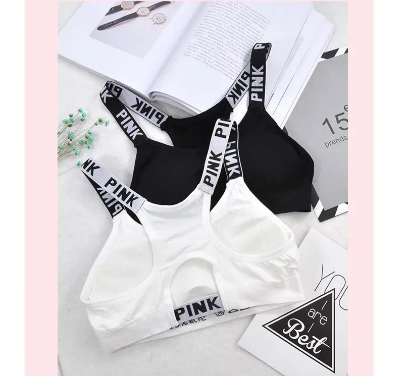 Women's Sports Bra Push Up Fitness Bra Yoga Bra Sport Underwear Running Gym Fitness Tops Black White Letters Seamless Underwear