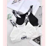 Women's Sports Bra Push Up Fitness Bra Yoga Bra Sport Underwear Running Gym Fitness Tops Black White Letters Seamless Underwear
