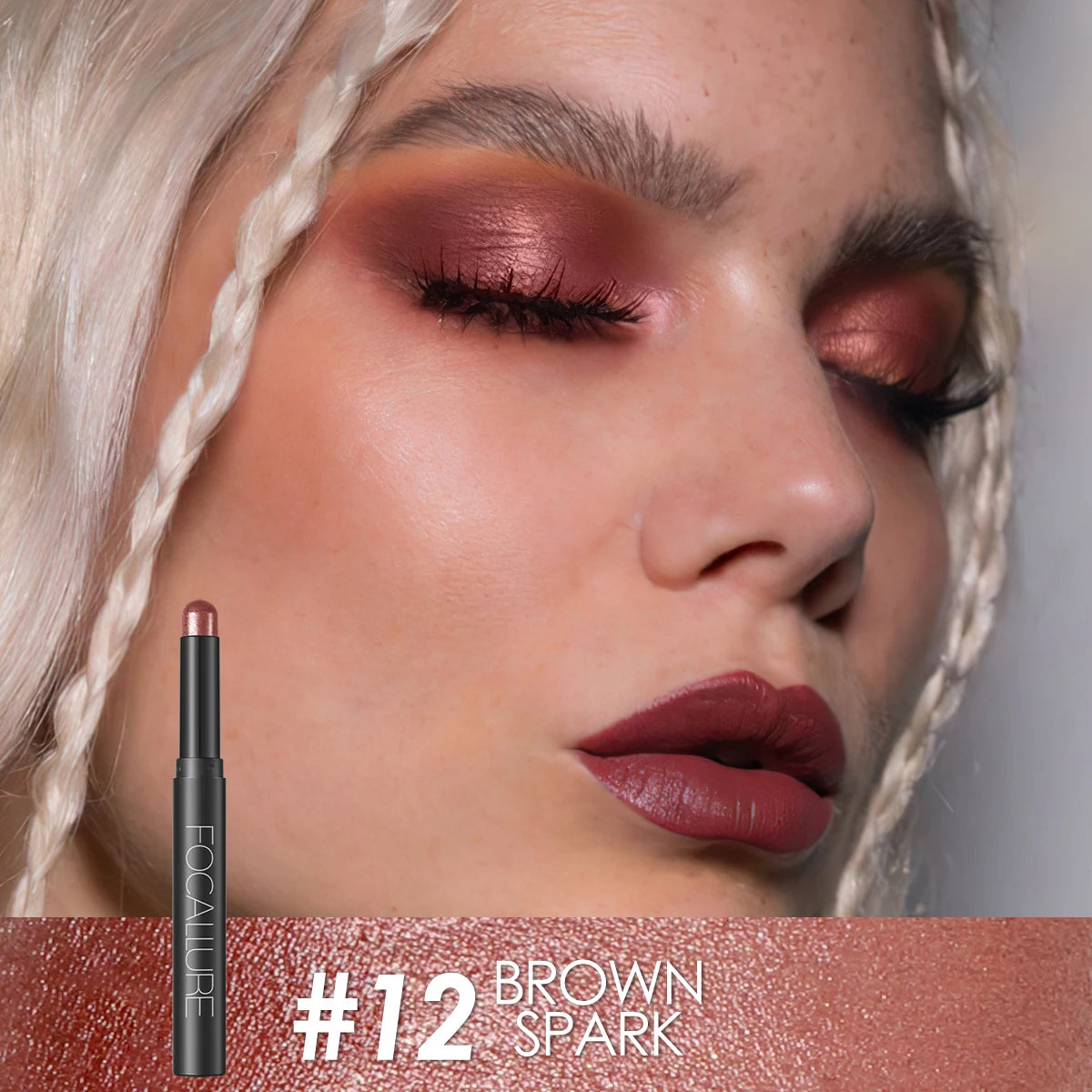 FOCALLURE Lápiz de sombra de ojos perlado de 24 colores, resistente al agua, con brillo, pigmento brillante, delineador en barra, herramientas de maquillaje