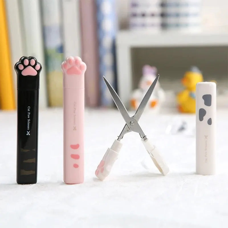 4Style Portable Folding Cat's Paw Scissors Stainless Steel Art Tool Multi-Function Pen-Shaped Scissors for Handbooks  Office Use