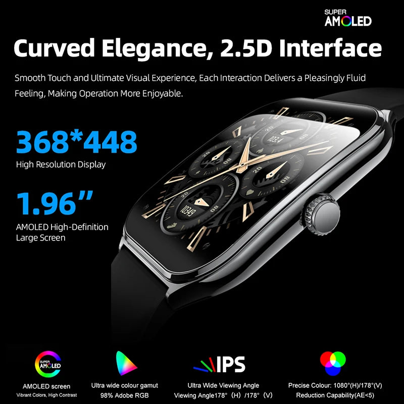 New For OPPO Ultra Thin Smart Watch Men Woman 1.96" HD AMOLED 70+Sports Mode Health Monitor Bluetooth Call Waterproof Smartwatch