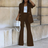 Women's Clothing 2023 Autumn New Solid Color Casual Suit Wide-leg Pants Suit Two-piece Suit Ensemble Femme 2 Pièces été