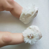 Lovely Pearl Bows Baby Headband Socks Set Non-Slip Cotton Sock Lace Flower Newborn Hair Band Turban Girl Hair Accessories