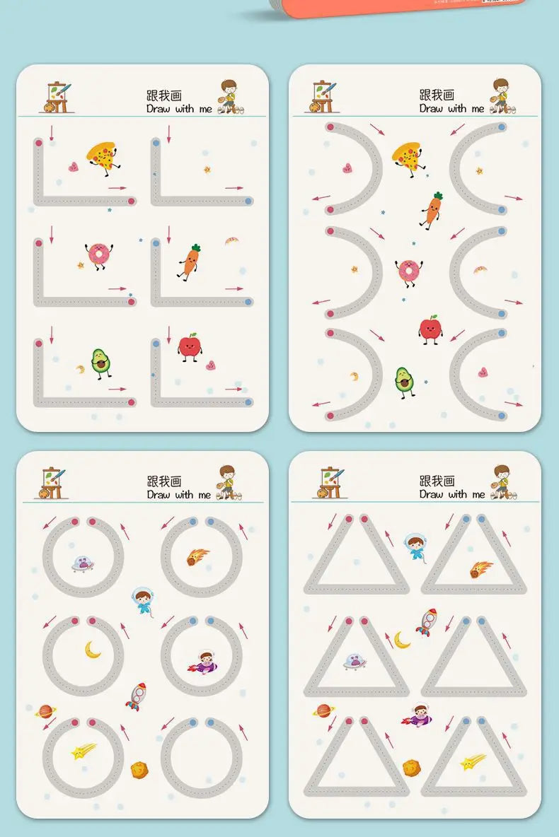 Reusable Magic Practice Copybook Control Training Book Magical Tracing Workbook Children Montessori Drawing Education Stationery