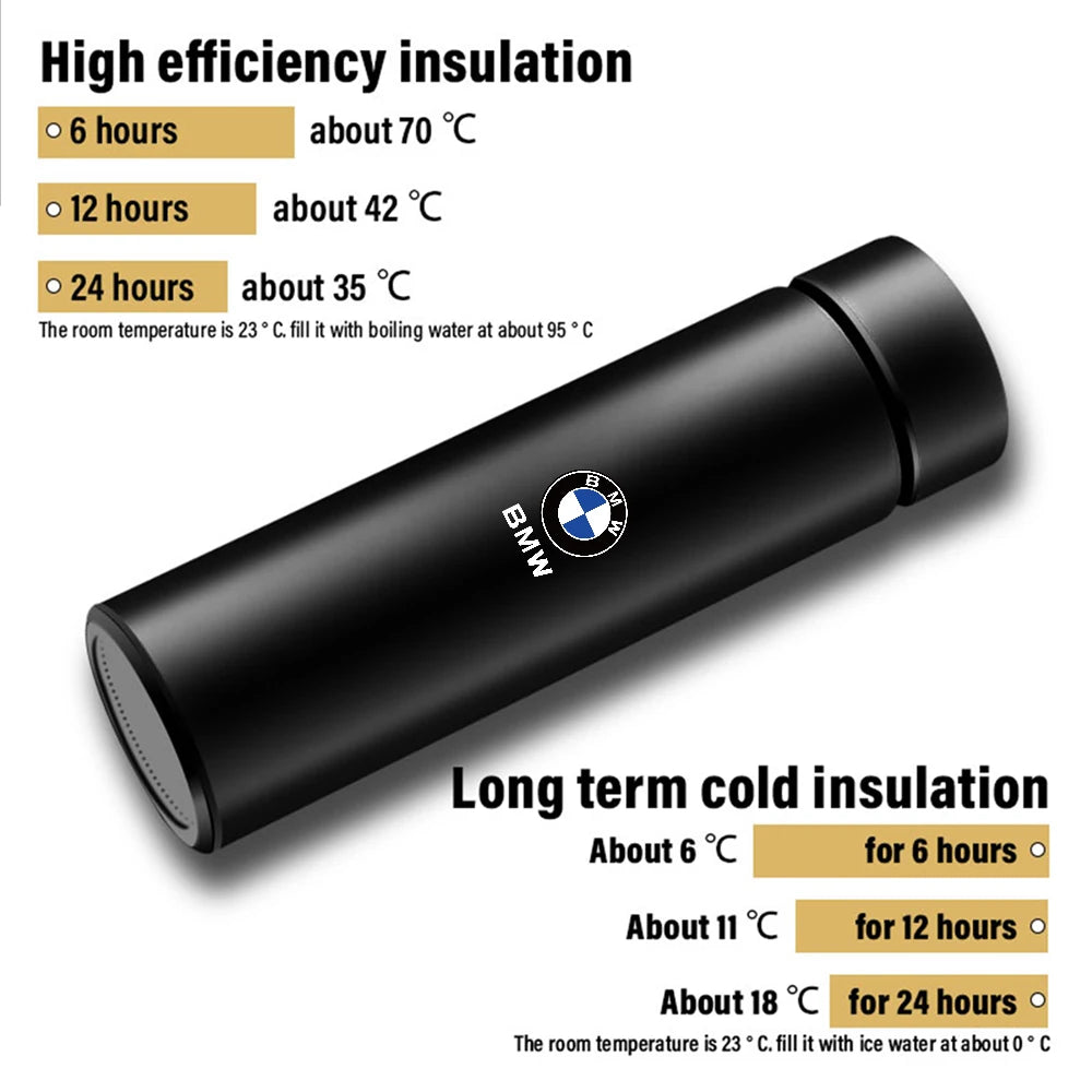 Termo inteligente con pantalla de temperatura, de acero inoxidable 304, con aislamiento al vacío, para BMW M Performance.