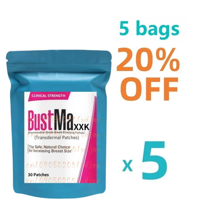BUSTMAXXk Suplemento de aumento de senos de potencia clínica, parche de estrógeno, 0% añadido, seguro y sin efectos secundarios