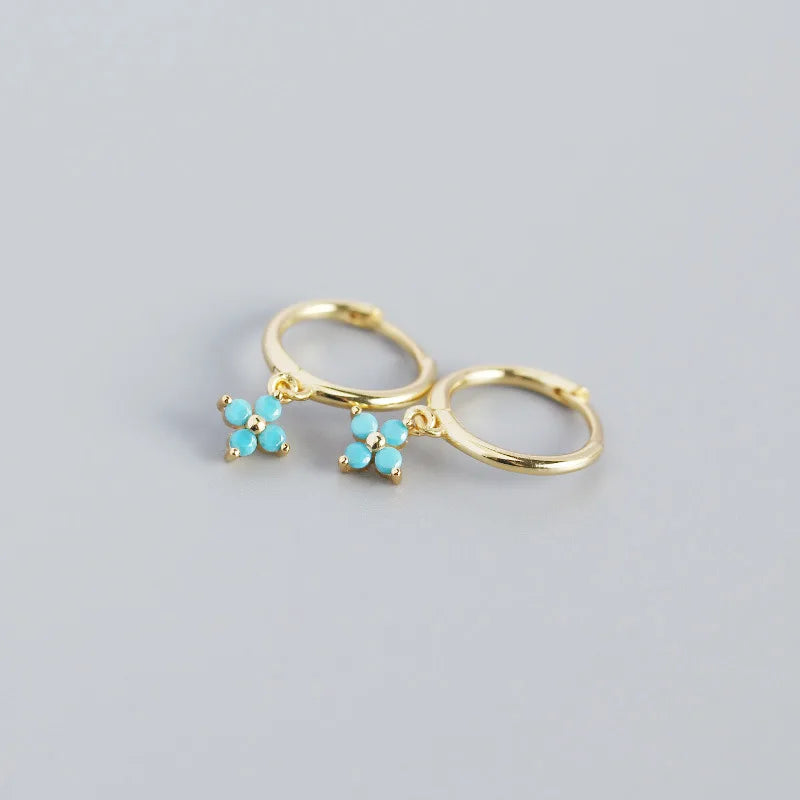925 brincos florais de prata esterlina para mulheres, simples zircão embutidos, acessórios para jóias do casamento, temperamento doce