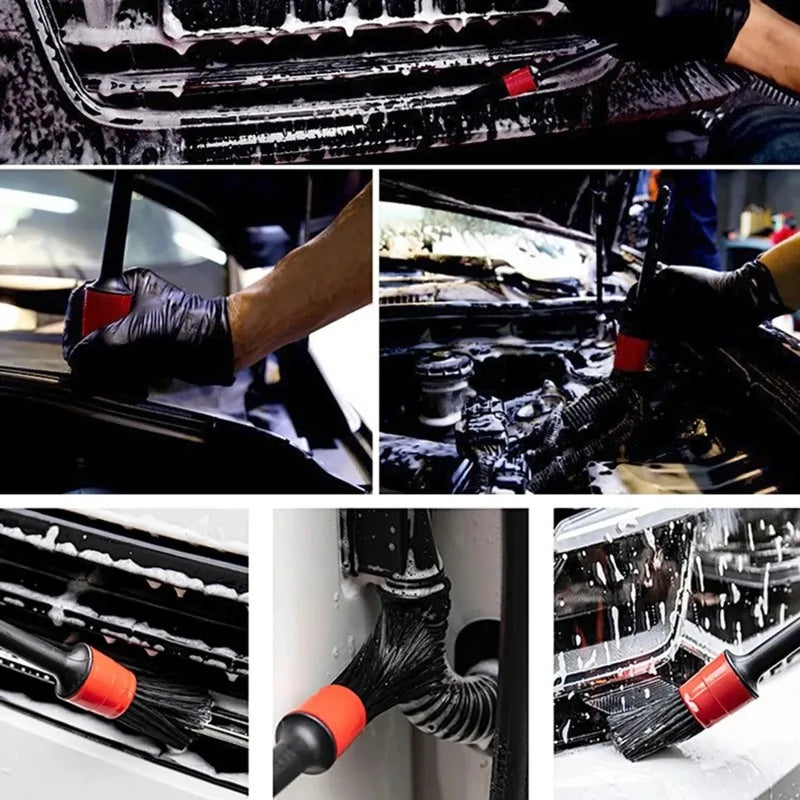 5 pçs kit de escova de limpeza do carro detalhe automático escovas poeira para interior do carro detalhando escova conjunto roda jantes escova limpa ferramentas