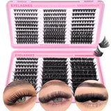 GROINNEYA – Kits de Cílios em Tufo (510 unidades), Curvatura D, 6 Estilos, Tamanhos 8-16mm – Cílios Individuais com Efeito Leve e Natural, Cílios Postiços Macios e Extensões de Cílios