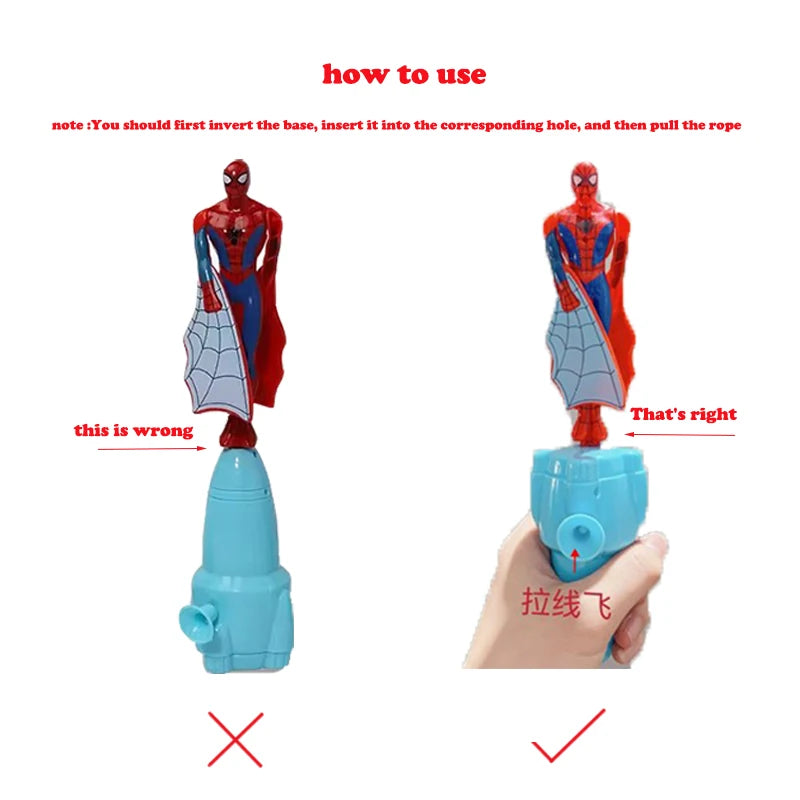 Anime Spiderman Bamboo Dragonfly Flying Toy Iron Man Captain Rotating String Flying Toys Outdoor Toy for Boys Children Gift