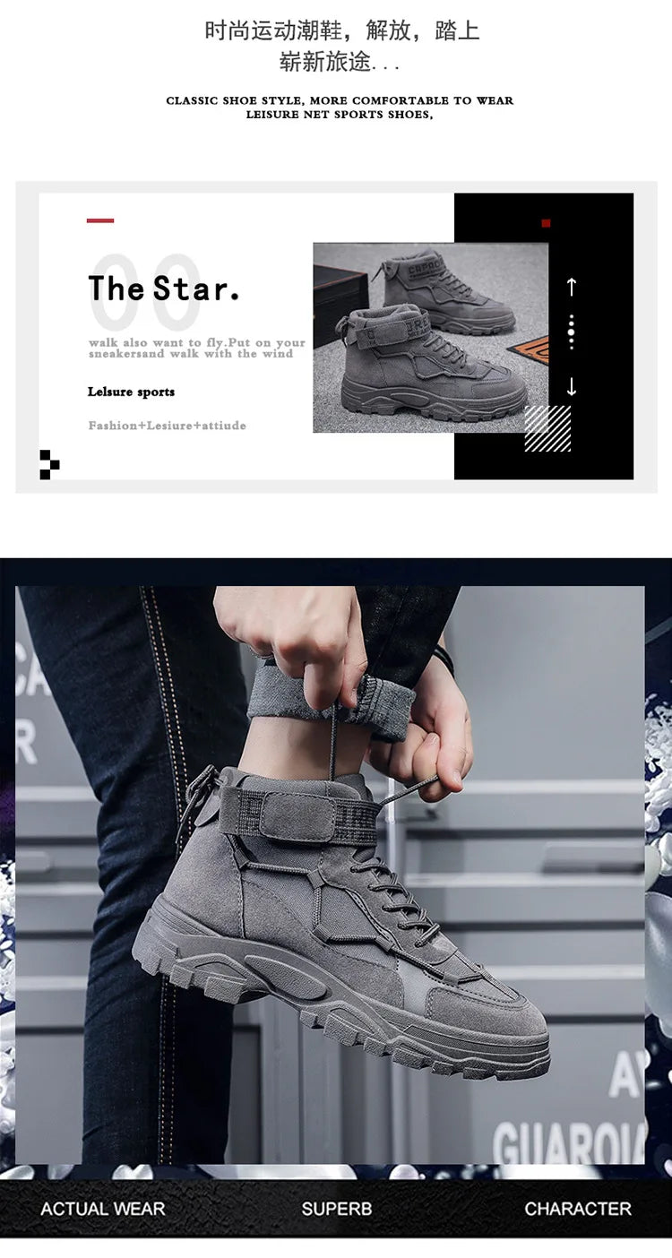 Men's Boots Tactical Combat Boots for Men Outdoor Hiking Winter Shoes Lightweight Non-Slip Men's Desert Ankle Boots Bota