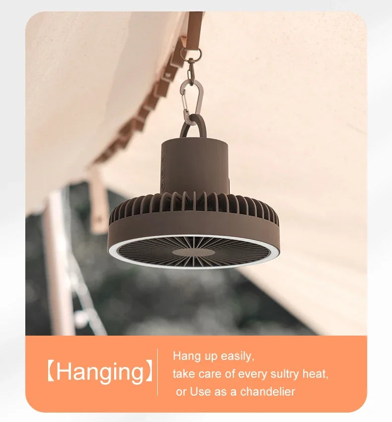 2024 New Portable Tripod Camping Fan 10000mAh USB Rechargeable Multifunctional Mini Outdoor Tent Wireless Ceiling Electric Fan