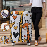 Love giraffe graffiti white pattern luggage protection cover, suitable for 18-32 inch luggage covers, luggage handle gloves, tra