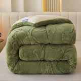 Thick Warm Imitation Lambswool Winter Blanket for Bed, Soft Jacquard Coral Fleece Quilt, Double-Sided Plush Weighted Blanket 5kg