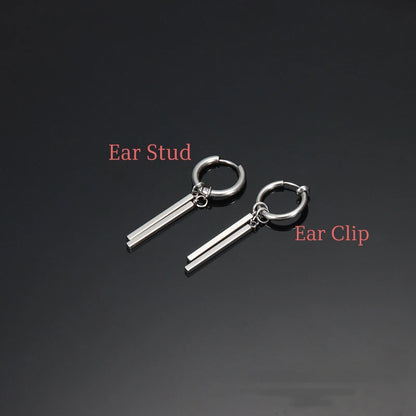 Kiss Jewelry Titanium Steel Punk Cool Men Women Ear Clip Stud Earrings Long Stick Pendant Fashion Hip Hop Drop Party Earring