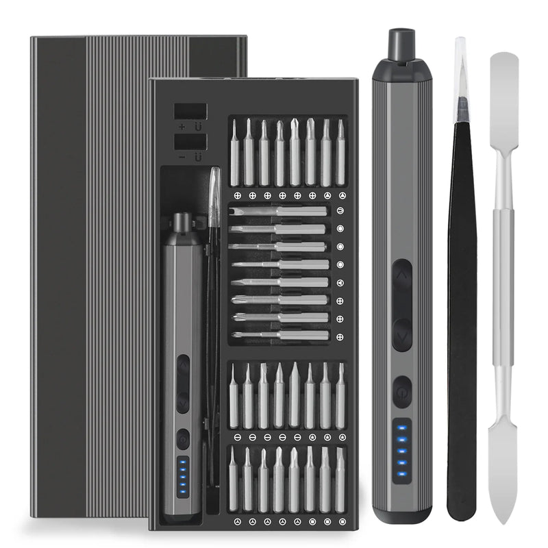 Precision Electric Screwdriver Set 68 in 1 Cordless 64 S2 Precision Drill Bits 5 Torque Settings LED Hand Repair Tool Kit