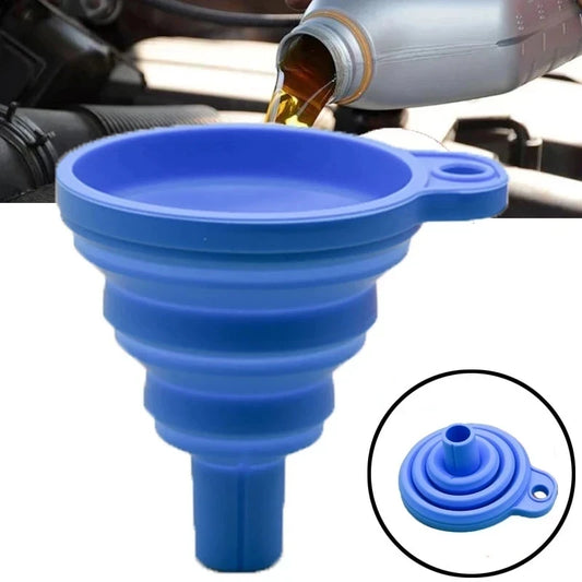 Universal Silicone Liquid Funnel for Engine Oil and Gasoline, Car Washer Fluid, Portable, Foldable, Automatic