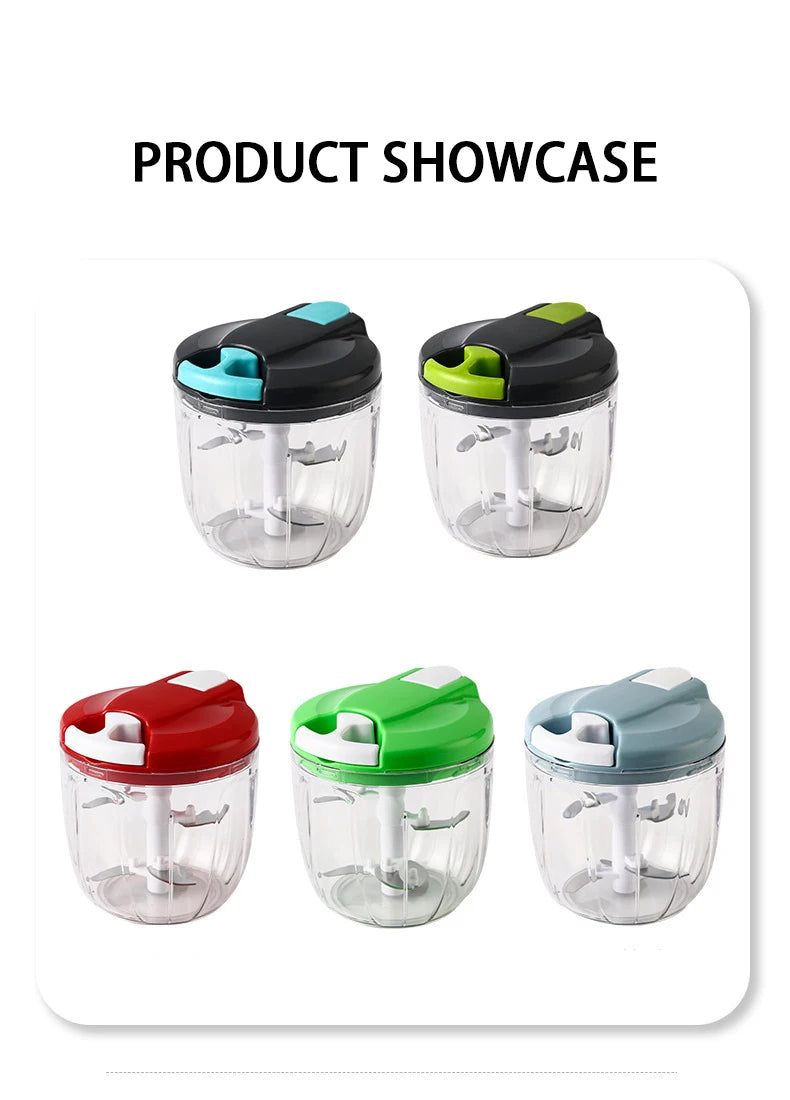 500/900ML Manual Food Processor Vegetable Chopper Hand Crank Garlic Mincer Portable Onion Cutter Fruits Herb Kitchen Accessories