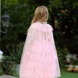 Summer Girl Princess Party Accessories Cloak Snow Queen Elsa Anna Costume Cape Rapunzel Aurora Sequins Tulle Halloween Mantle
