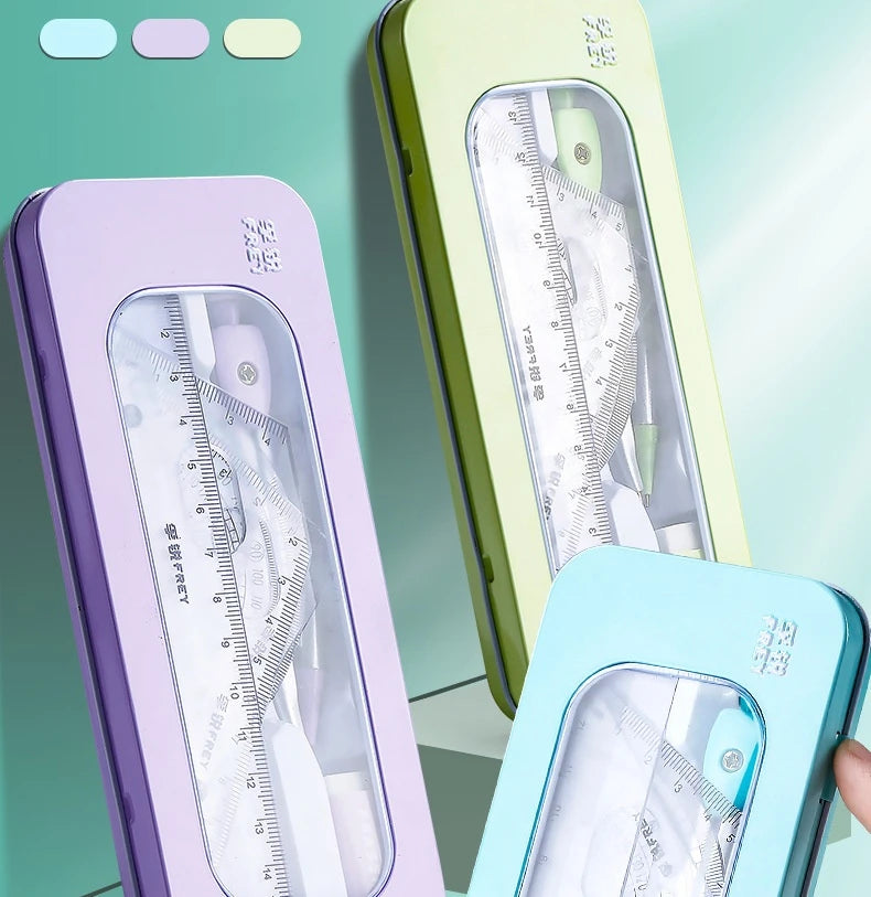 7-In-1 Multifunctional Compass Ruler Set Integrated High Aesthetic Drawing Office Tools for Primary Secondary School Stationery
