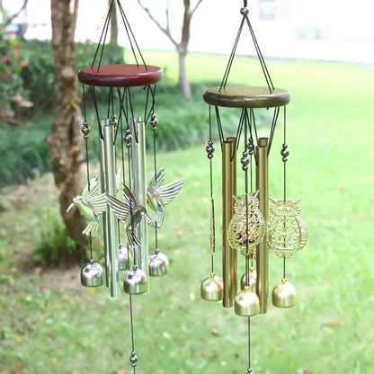 DIY Wind Chimes Outdoor Owl Hummingbird Hanging Ornament Home Copper Bells Garden Yard Decoration