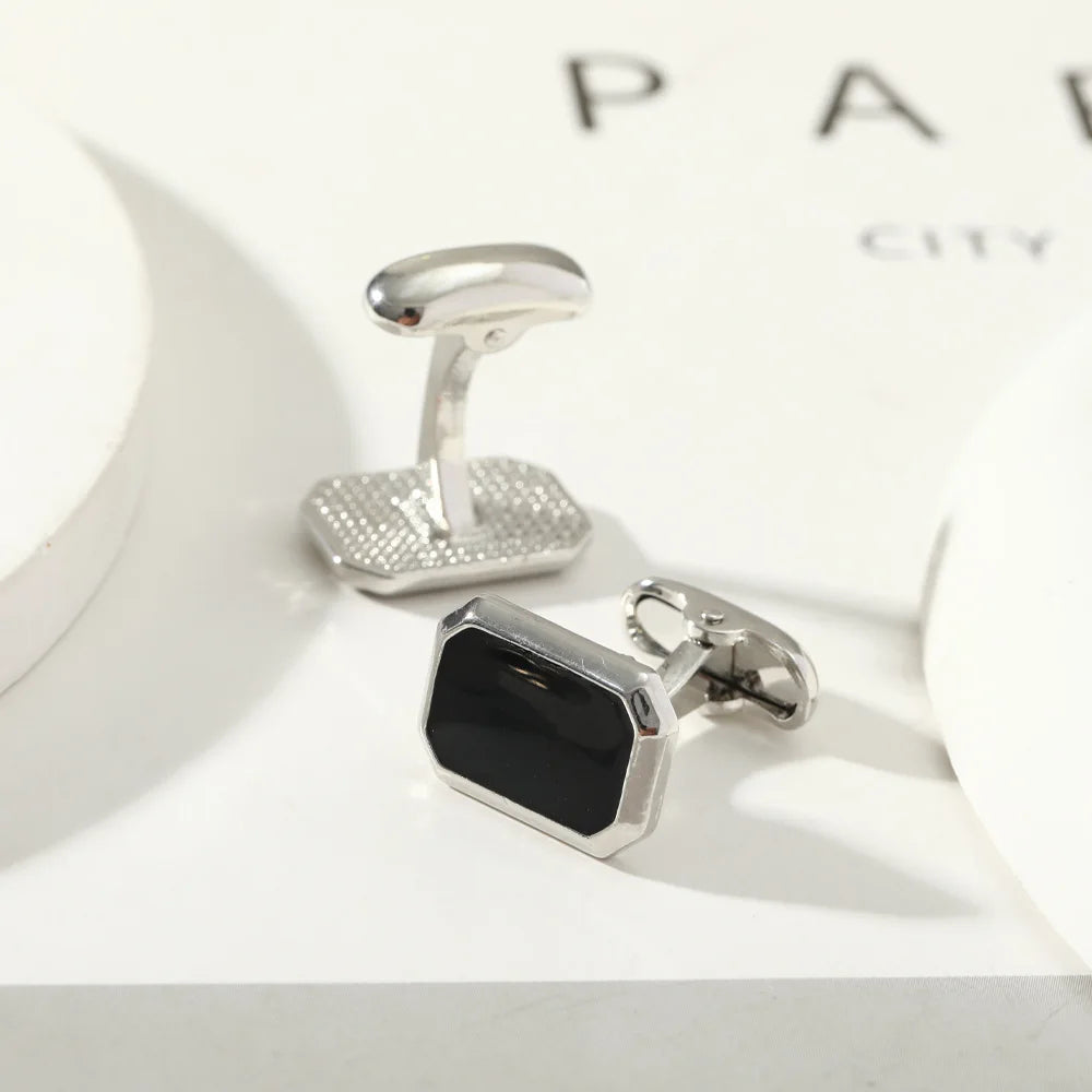 1Pair French Square Cufflinks Fashion Men's Business Banquet Suit Shirt Cuffs Buttons Luxury Wedding Cuff Links Gifts 2024 Trend