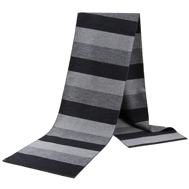 Classic Plaid Men Scarves Winter Warm Cashmere Soft Scarf For Men Casual Business Neckerchief Black Gray Silk Scarves 30*180cm