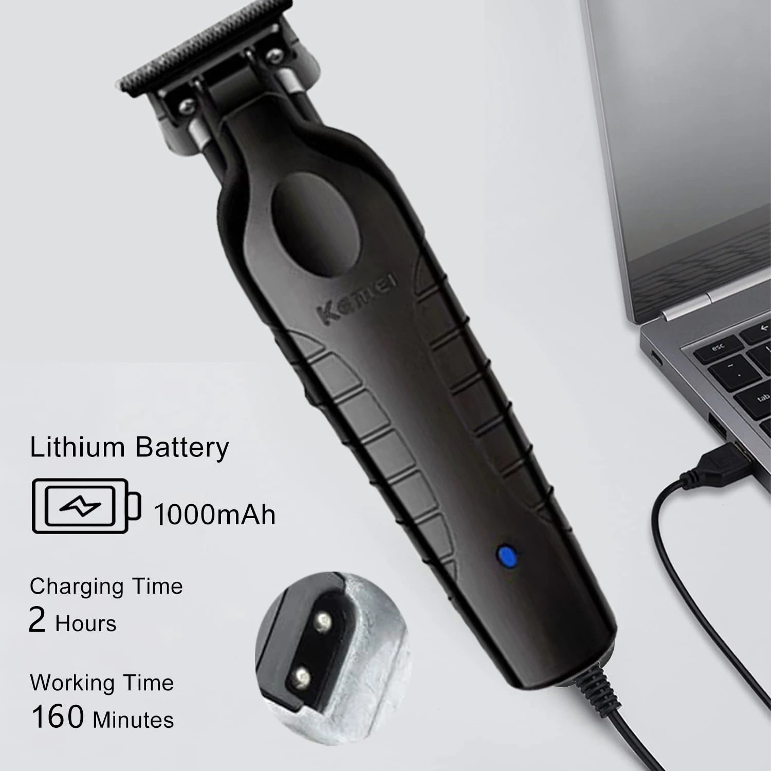 Kemei KM-2299 Professional Hair Clipper 1200mAh Electric Hair Clippers USB Rechargeable Hair Trimmers Hair Cutting Machine