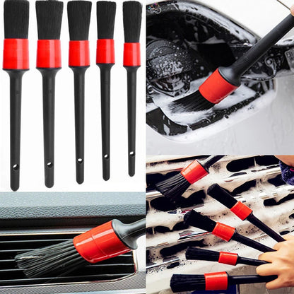 Kit de 1/5 cepillos de limpieza para coche, cepillos de detalle para el interior del coche, juego de cepillos de limpieza para llantas de plástico