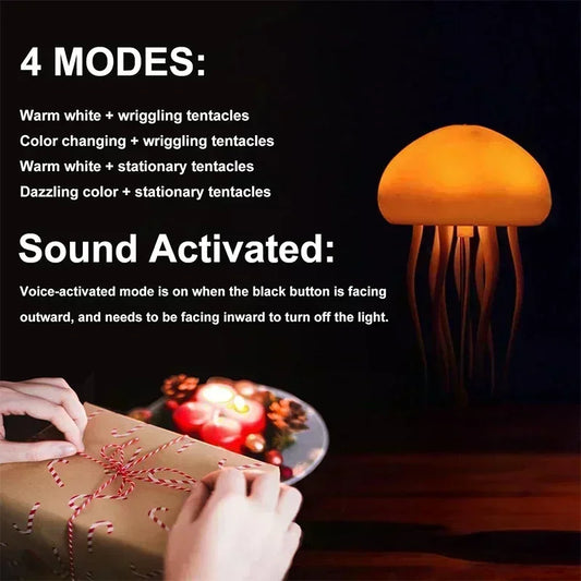 Upgraded Silent Jellyfish Lamp, Jelly Fish Light With Dancing Legs, Voice Control for Bedrooms, Living Room and Christmas Gifts