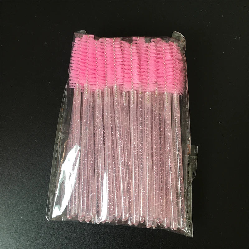 New style 50Pcs Disposable Crystal Eyelash Brush Eyelashes Lift Lifting Curler Eye Lash Extension Graft Brush Tool Accessories