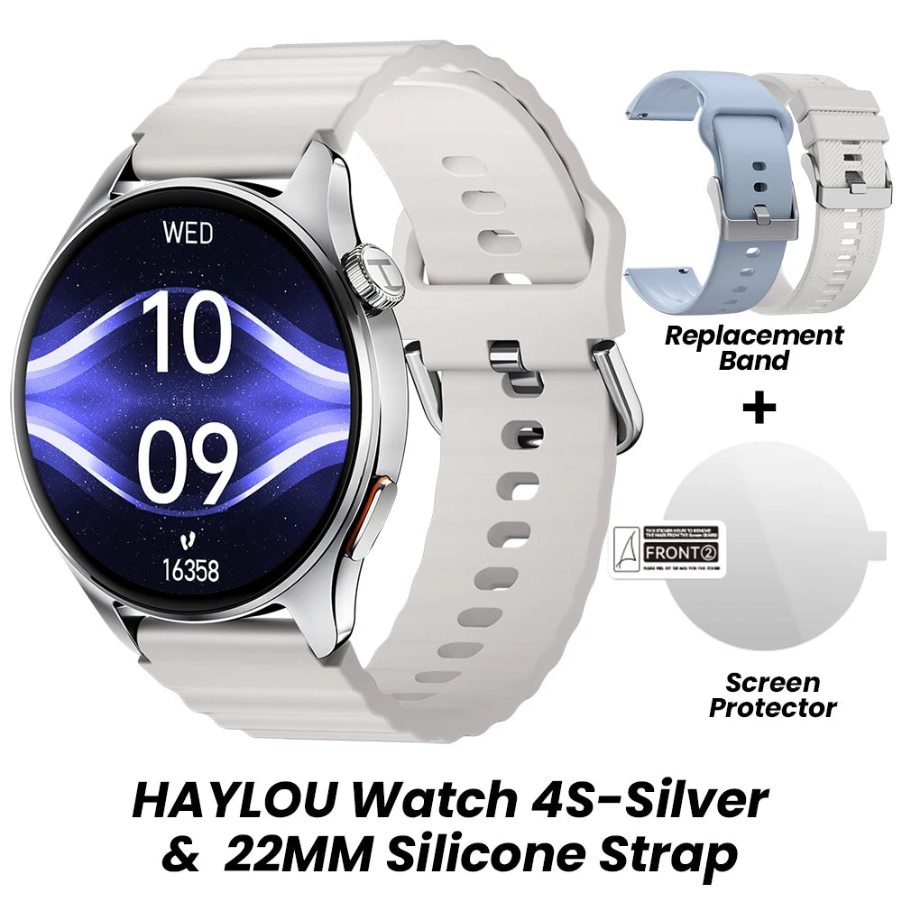 Smartwatch HAYLOU Watch 4S com GPS, tela AMOLED HD de 1,43", posicionamento GPS via 5 satélites e mais de 120 modos de treino – Relógio inteligente para esportes e fitness