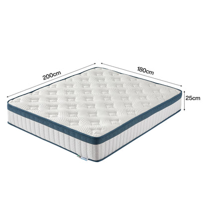 Tribesigns mattress 140x200 cm Height 25 cm Pocket spring Core mattress Medium Hardness H3 7-Zone Orthopedic mattress