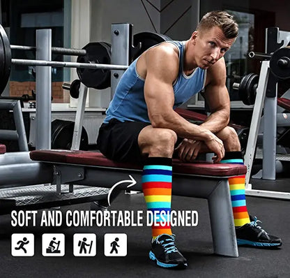 4 Pairs/Pack Compression Socks High Sports Socks for Women Men Running Hiking Edema Diabetes Varicose Veins Socks 20-30mmHg