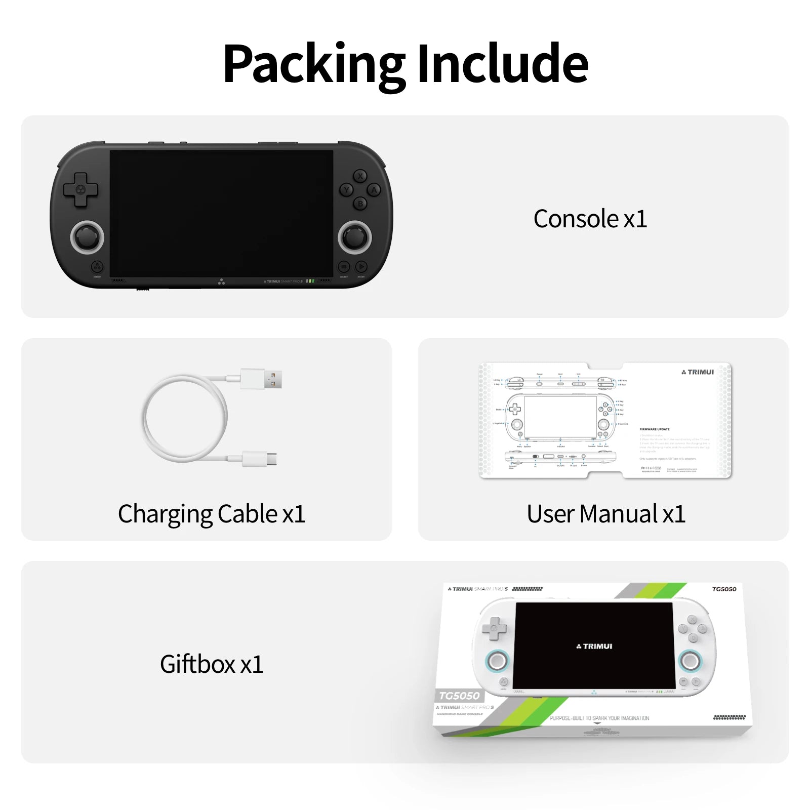 TRIMUI SMART PRO S Handheld Game Console 4.96''IPS Screen Allwinner A523 Processor Hall Joystick RGB Lighting TG5050 Game Player