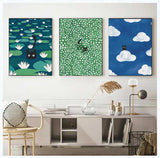Cute Cats Pop Illustration Prints Canvas Painting Aesthetic Wall Art Pictures Home Room Dec Abstract Black Cat Drawing Poster