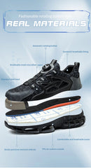 Rotating Button Safety Shoes Men Steel Toe Sneaker Air Cushion Work Shoes Man Puncture Proof Work Safety Boots Protective Shoes