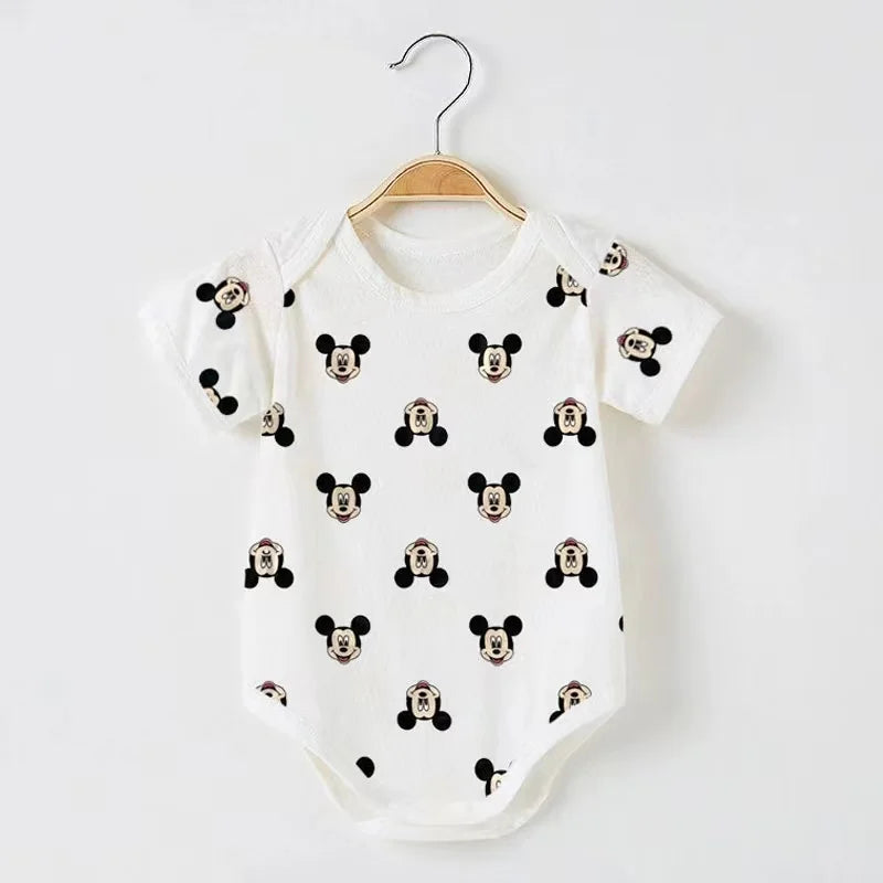 Nueva ropa de verano para niños, peleles para bebés y niñas, mono de algodón de manga corta con dibujos de Spider-Man y Mickey para recién nacidos, trajes para niños pequeños