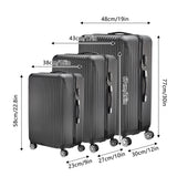 Comanlai Twin-Wheeled Suitcase Set with TSA Password Lock, ABS Trolley Luggage with 4 Universal Wheels, M L XL Sizes, Black