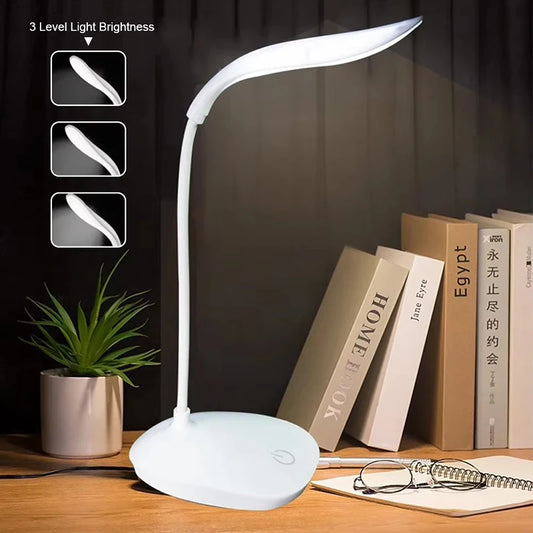 LED Table Lamp USB Chargeable 3-Color Stepless Dimmable Desk Lamp Touch Foldable Eye Protection Reading Night Light Rechargeable