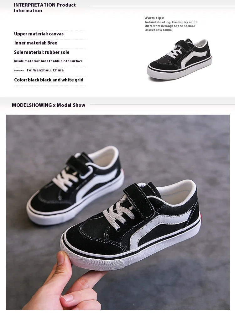 Children's Canvas Shoes Boys Board Shoes New Net Red Low Gang Middle and Large Children Baby Girls Board Shoes Parent-Child Shoe