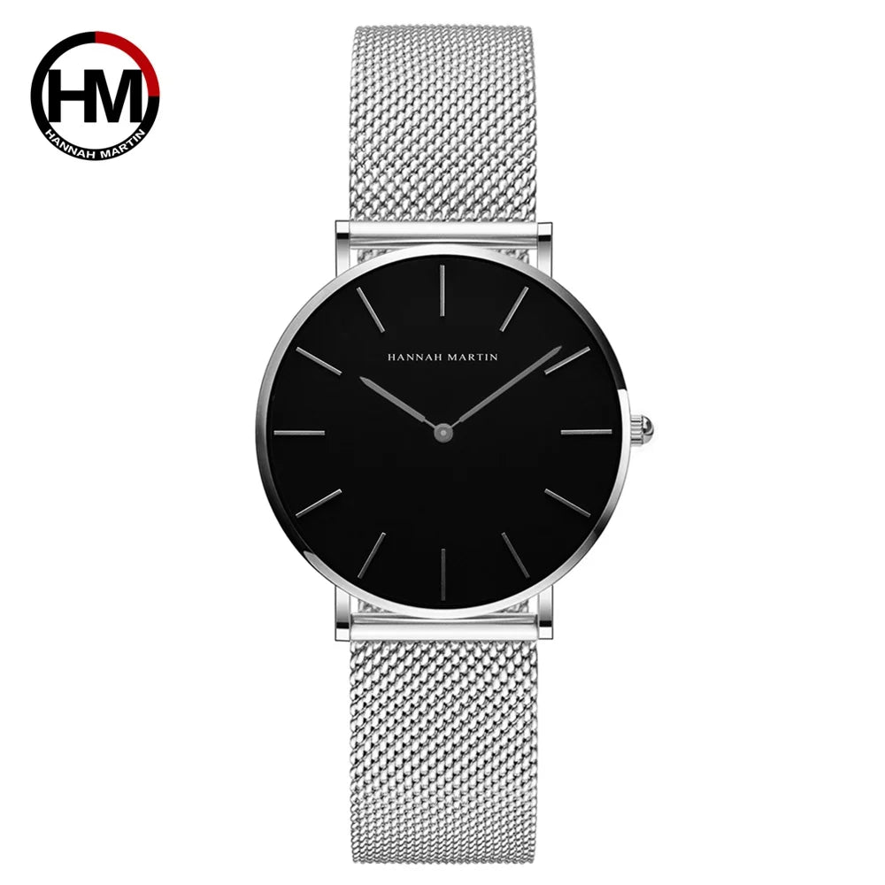 HANNAH MARTIN Women Watch Nordic Minimalist Japan Quartz Movement 3Bar Waterproof Women 36mm Full Rose Gold Dropshipping Watches