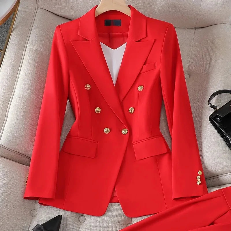 Elegant Women's Fashionable White Western-Style Suit Zihongsuitsuit High-End Business Attire Long-Pants Set For Special Occasion