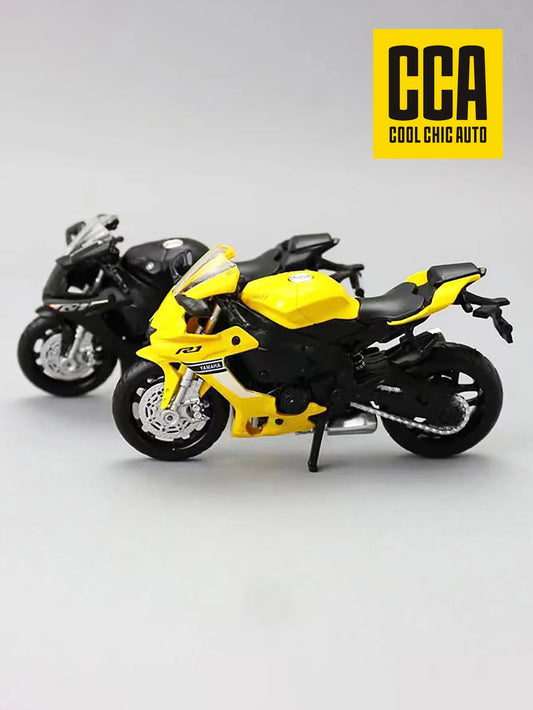 CCA Yamaha YZF-R1 alloy simulation motorbike model, rear wheel with shock absorber, desk ornament, children's toys holiday gift