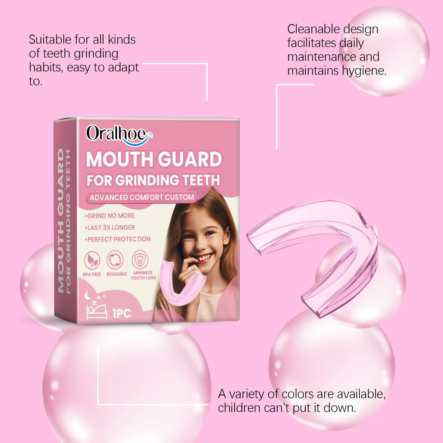 Silicone Mouth Guard: Nighttime Anti-Biting and Anti-Grinding Teeth Protector for Children's Dental Protection